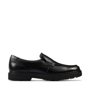 Clarks Loxham Grove Youth Boys' School Shoes Black | CLK397IZE