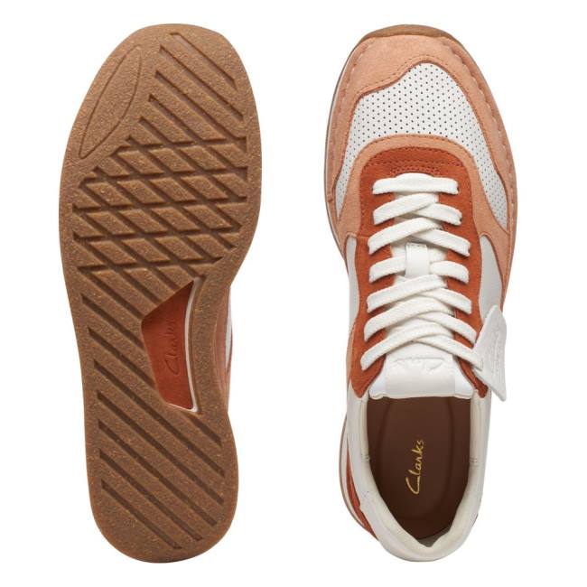 Clarks Craft Run Tor Men's Sneakers White / Orange | CLK691KJF